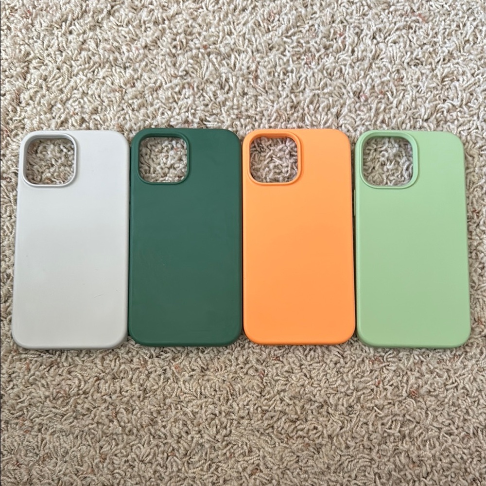 Stylish Phone Case Set - White, Green, Orange, Light Green - iPhone 13 Pro Max